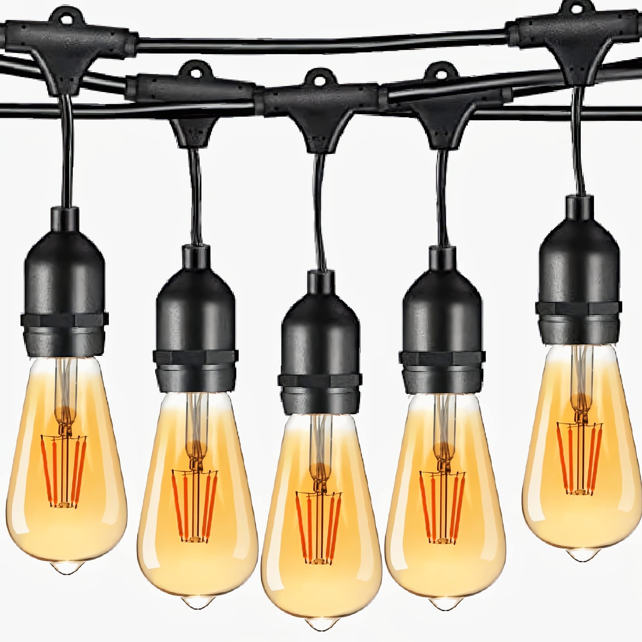 HUA QIANG WANG 33FT Outdoor String Lights, Electric Plug-In Festoon Lights 10 Meter 20 LED Bulbs, Outdoor Waterproof Decorative Hanging Light String for Patio Garden Porch Yard(10M wtih ST64 Amber)