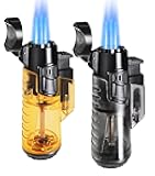 Urgrette Torch Lighter Refillable Butane Triple Torch Lighters Jet Flame Gas Lighter Pocket Lighter for Camping Grill Fireplace Camping (Without Fuel) 2 Pack,Orange