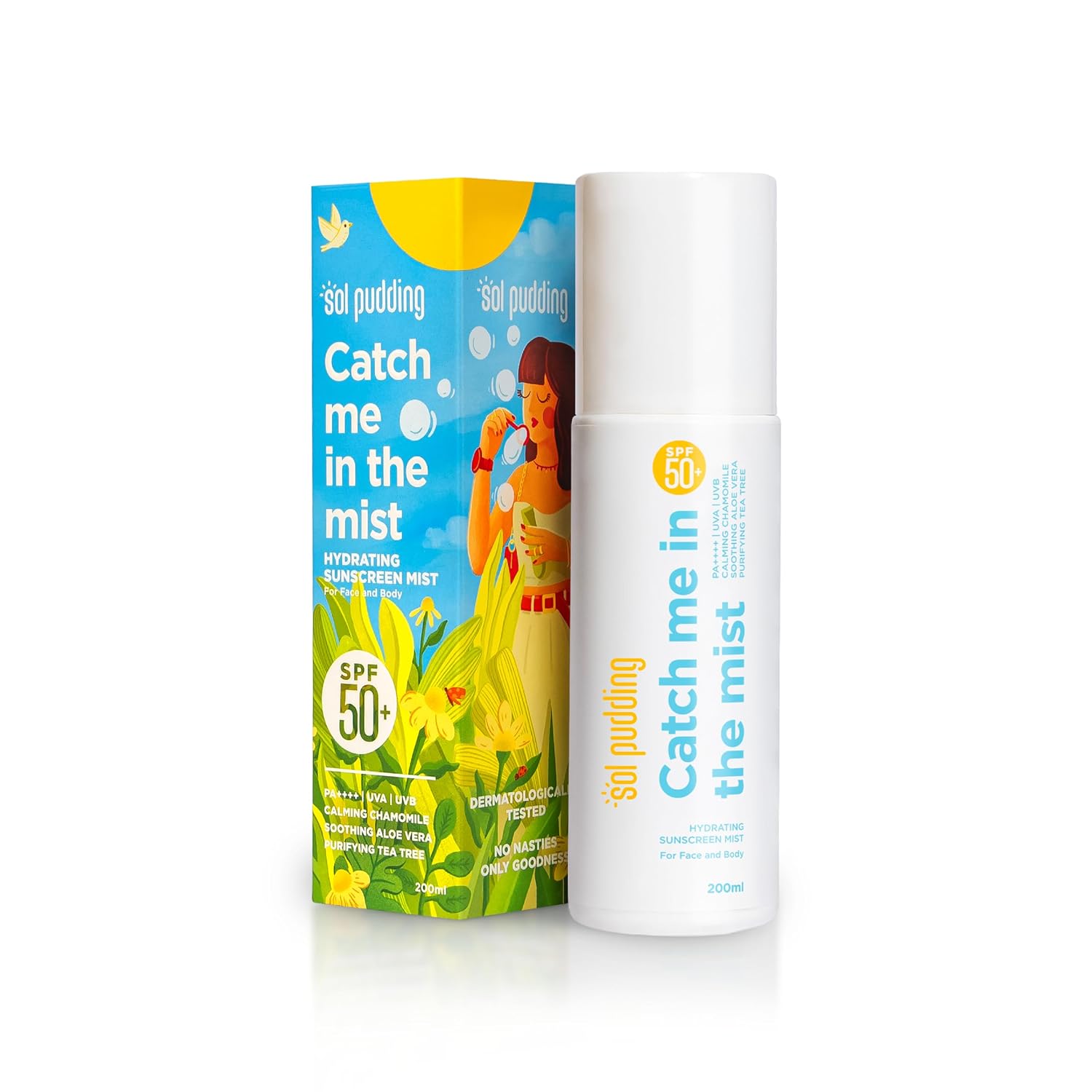 Sol Pudding Sunscreen Spray For Face and Body| SPF 50 PA++++| Broad Spectrum UVA/UVB| All Skin Types| Protects from Pollut...