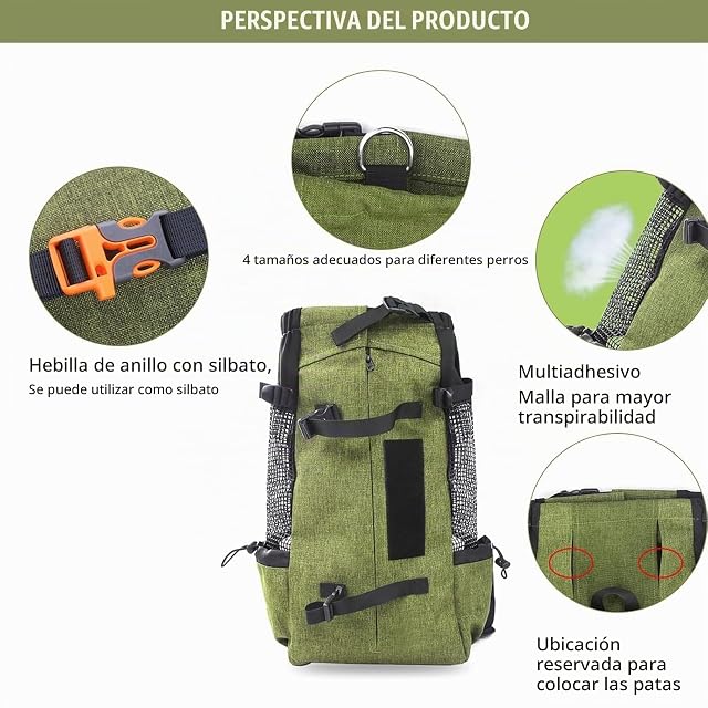 Foto 6 de 7 de PETCUTE Mochila para Perros Bolsa Transportin Gato Perro Medianos Transpirable Bolsa Portaperro…