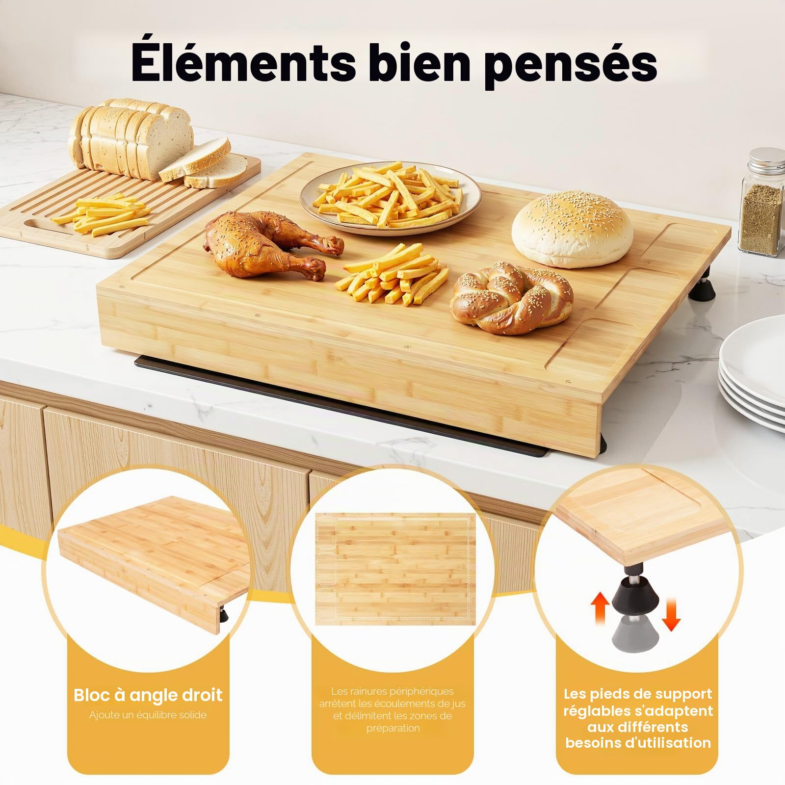 Cache-plaques de cuisson en bambou, multifonction, pour cuisinière ou évier, 75 x 54 cm