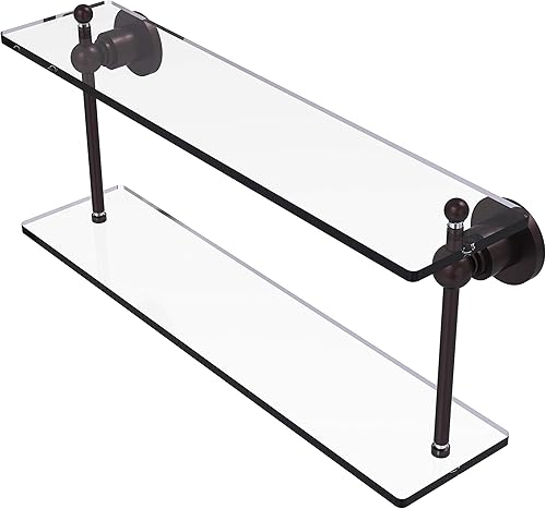 Allied Brass AP-222 Astor Place Collection - Estante de cristal de dos niveles de 22 pulgadas, bronce antiguo