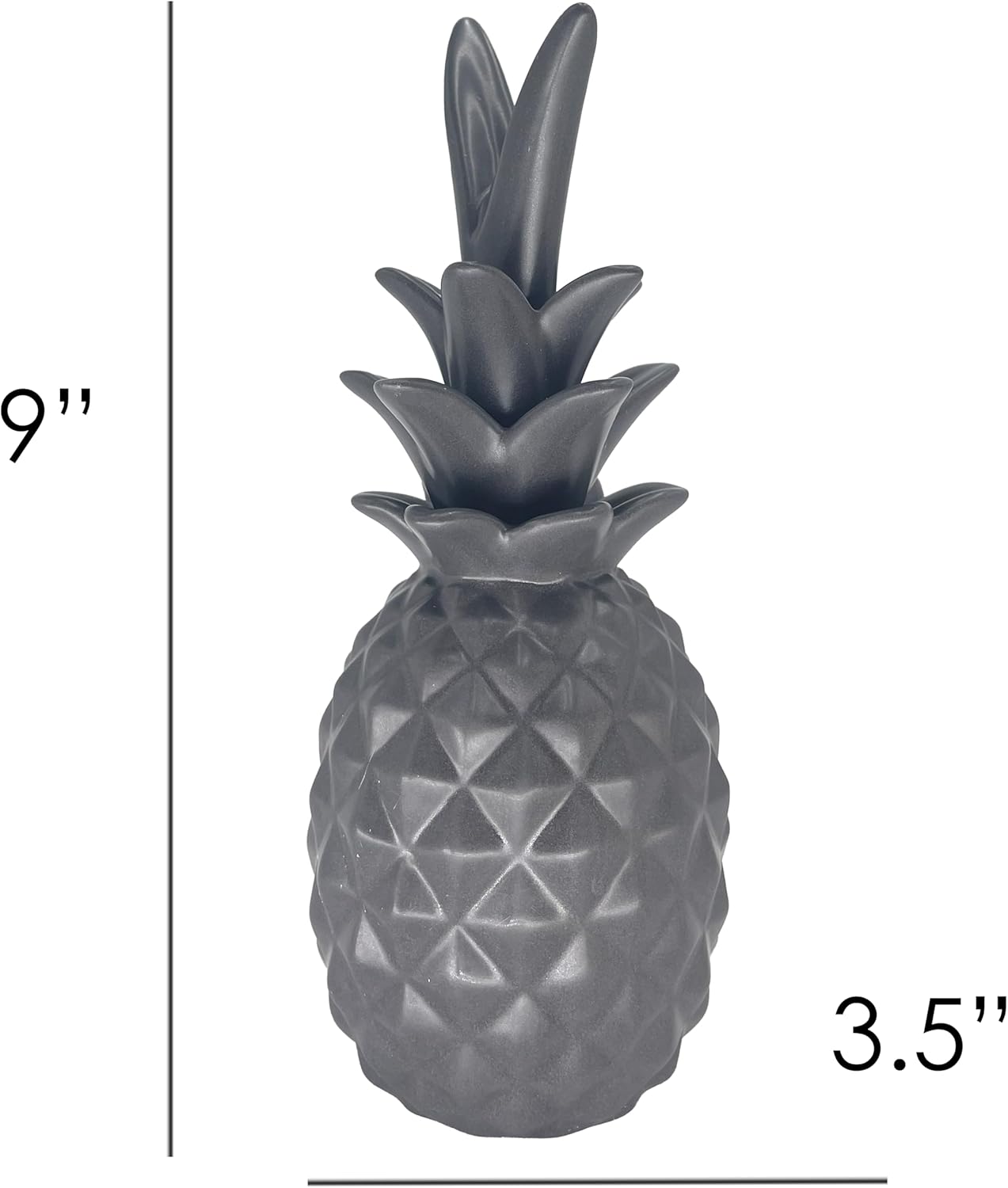 First of a Kind Grey Ceramic Pineapple Decorative Centerpiece Display Decor for Living Room, Bedroom, Office, Kitchen. Pineapple Stoneware Bookshelf Decorative Object.