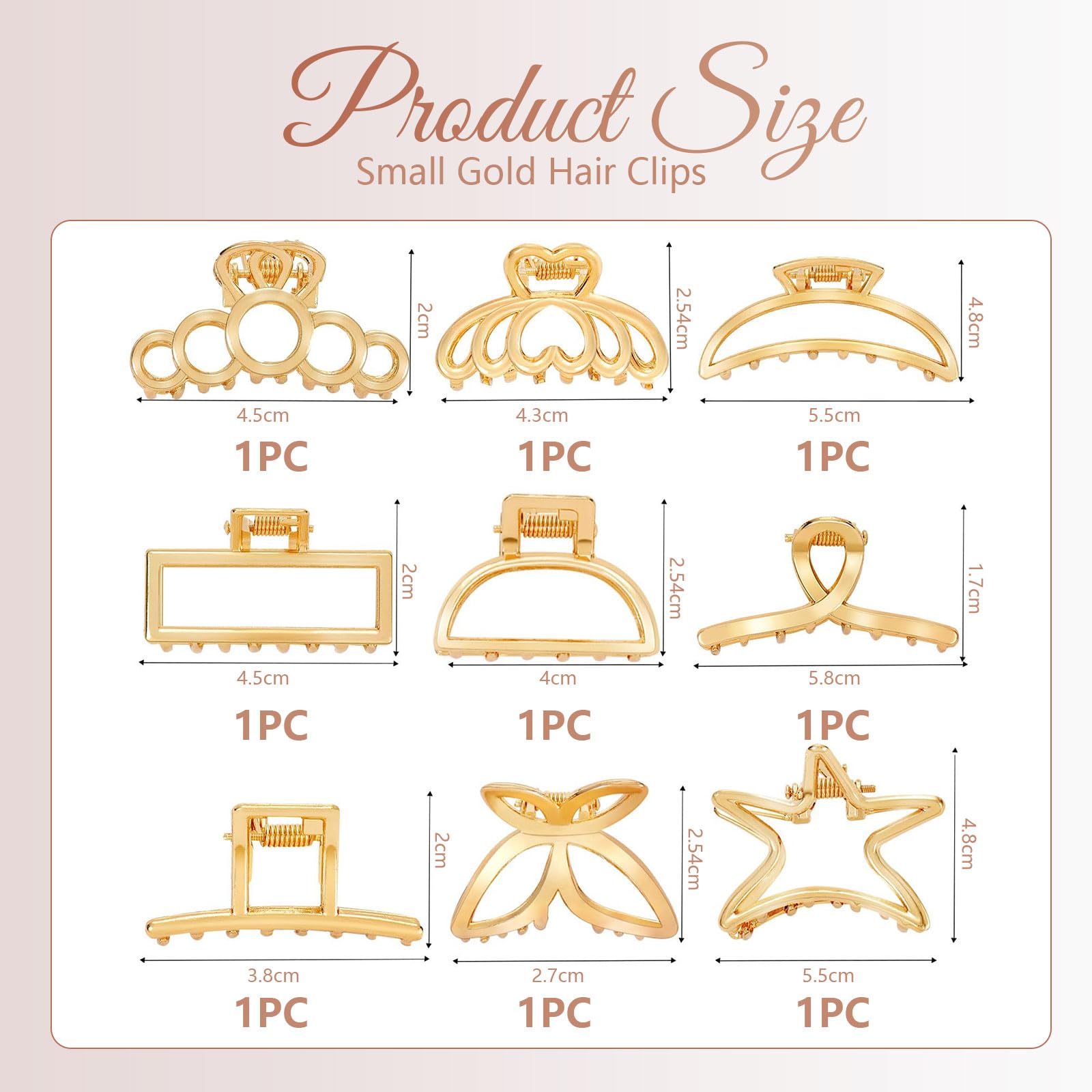 GlamRays Small Gold Hair Clip, Pack of 10 Metal Hair Clips, Small for Women Thick and Thin Hair - Image 2
