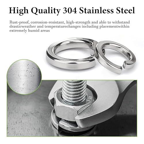 Miniatura 3 de Kit de Arandelas de Bloqueo de Resorte Vifmy (Paquete de 1000), Juego de Arandelas de Bloqueo Divididas Métricas M2 M2.5 M3 M4 M5 M6 M8 M10 M12,