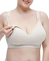 Momcozy Busty Nursing Bra: U.S. Cotton Wirefree Padded Maternity Bra, Full Coverage Adjustable Fit for Busty Moms