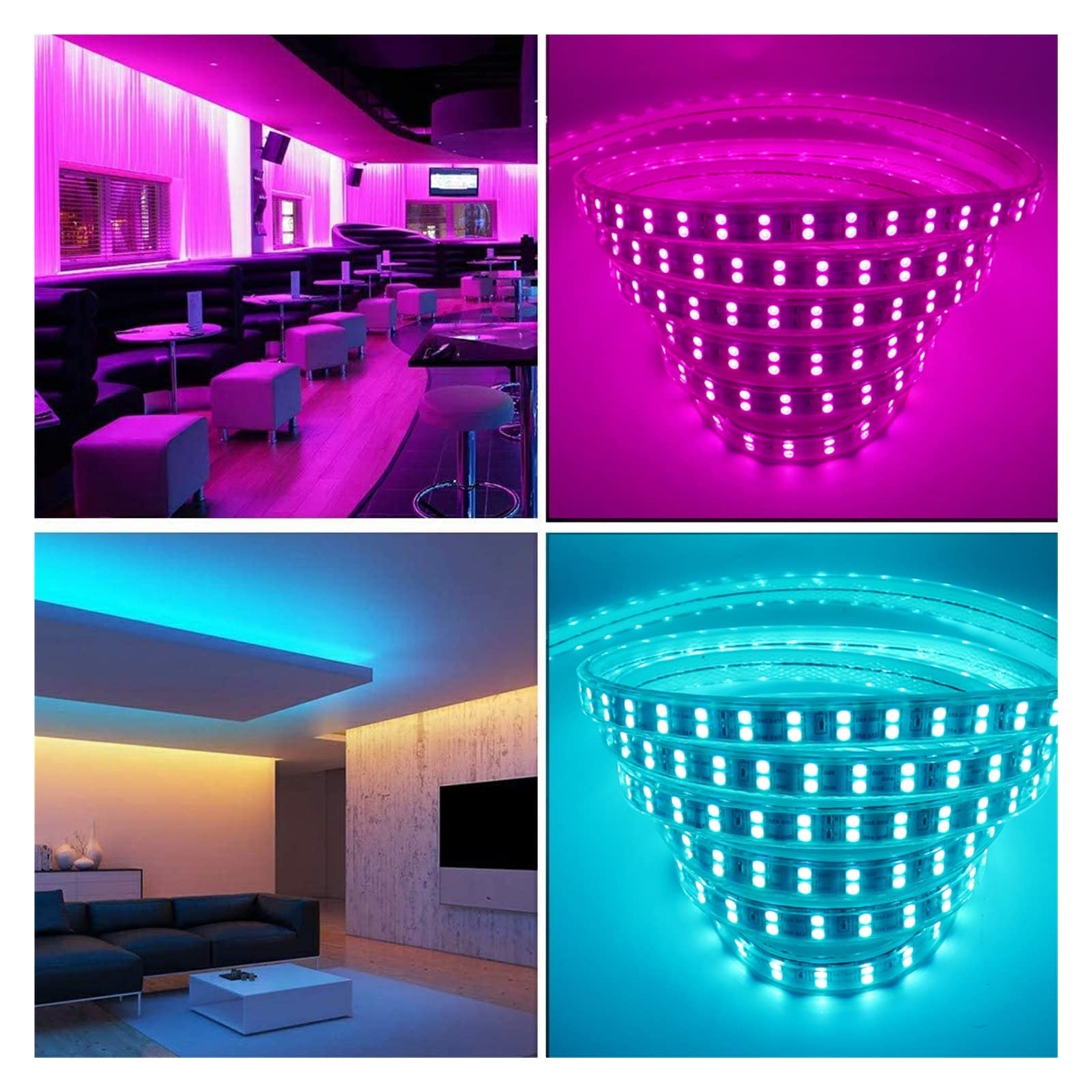 Tira de luces LED remotas táctiles de pared 220V 110V 120LED/m doble fila 5050 RGB cinta Led impermeable 24key Kit 50m 20m 1m 10m (Size : 1m)