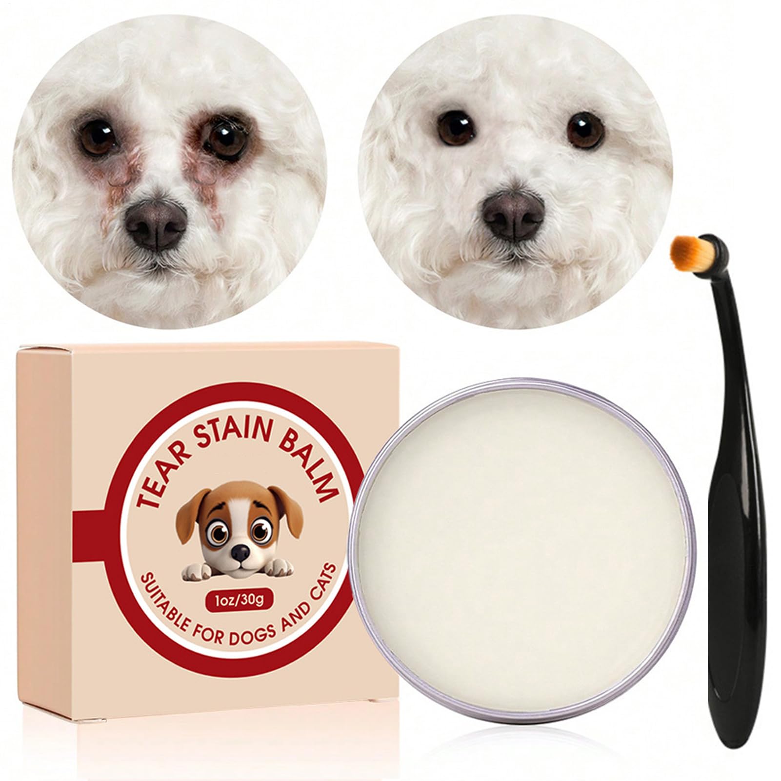 Tear Stain Remover for Dogs 40g Cleaning Ointment with Brush Eye Cleaner Dogs for Puppy Pet Daily Care