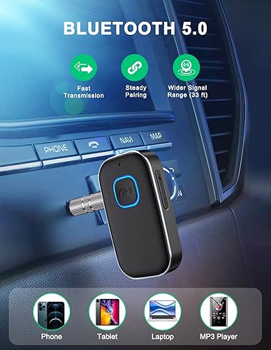 Miniatura 3 de COMSOON Adaptador AUX Bluetooth para automóvil, receptor Bluetooth con reducción de ruido para música/llamadas manos libres, receptor de audio