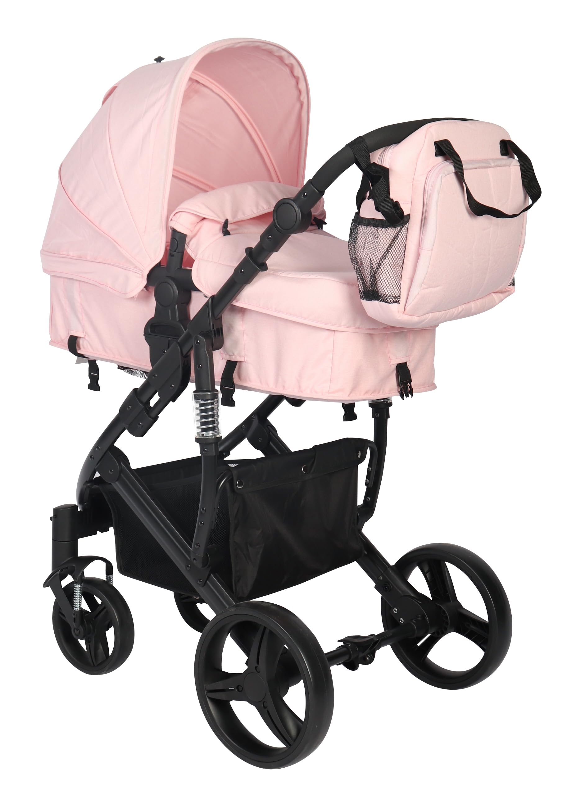 TORAL Carrito Bebe 2 en 1 - Cochecito Bebe Convertible y Versátil con Accesorios, Carro Bebe 2 Piezas, Elegante y Práctico Coche para Bebé, Ideal para Viajes y Paseos Urbanos. Modelo Corinto Rosa