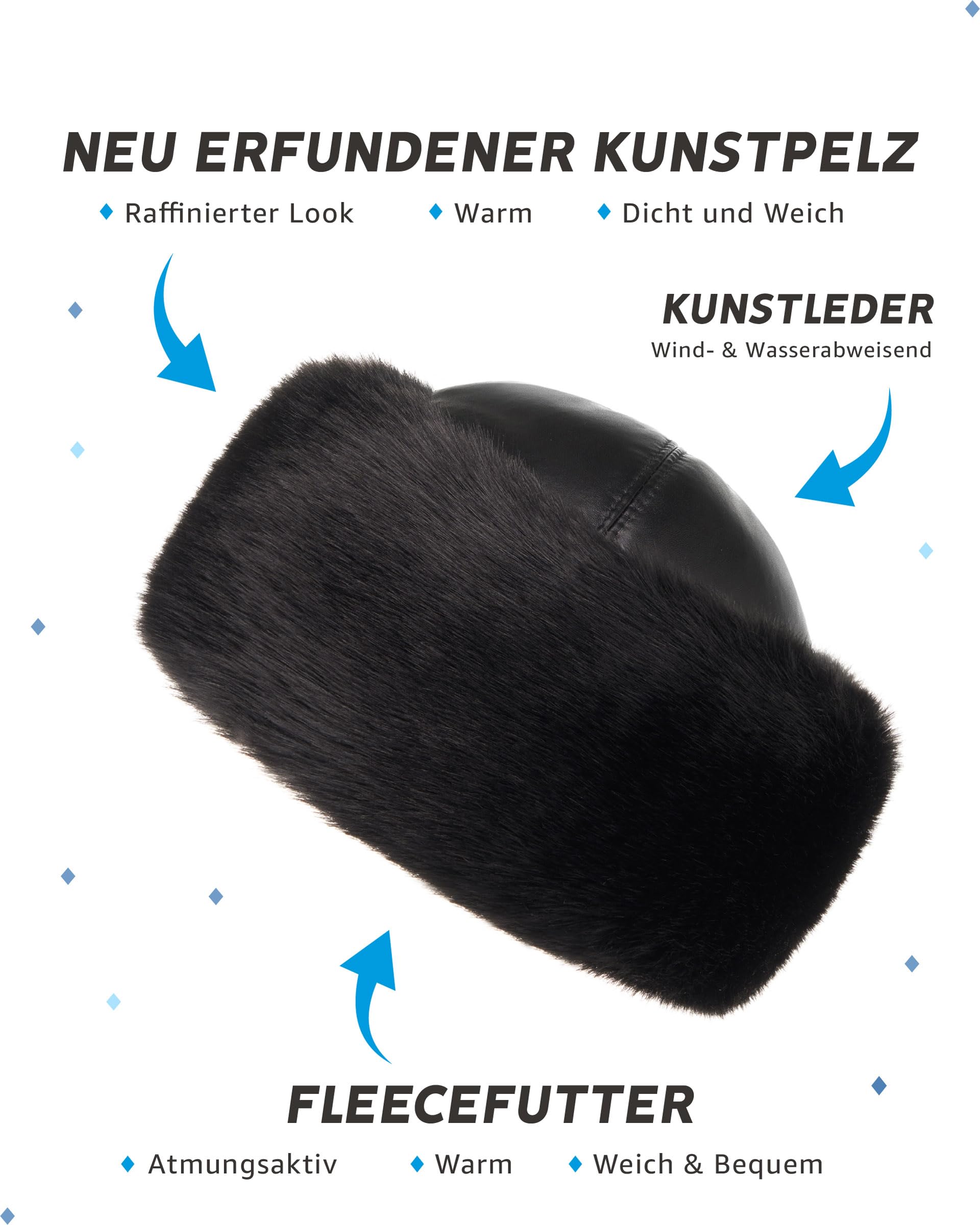 Futrzane Siberian Mütze mit Fellrand - Fellmütze Damen - Pelz und Leder Hut