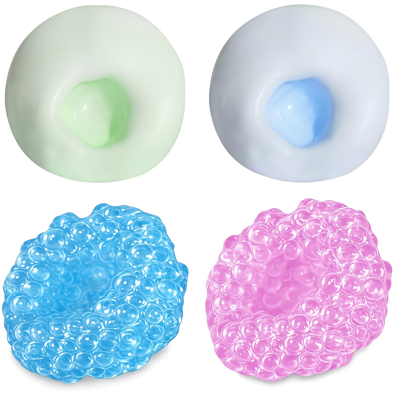 Stress Balls Fidgets - 4PCS Crackly Squishy Stress Ball, Handmade Crinkly Stress Ball, Ice Skin Fidget Sensory Squishys Soft Moldable Squeeze Balls, for Adults, for Office, Home and Travel