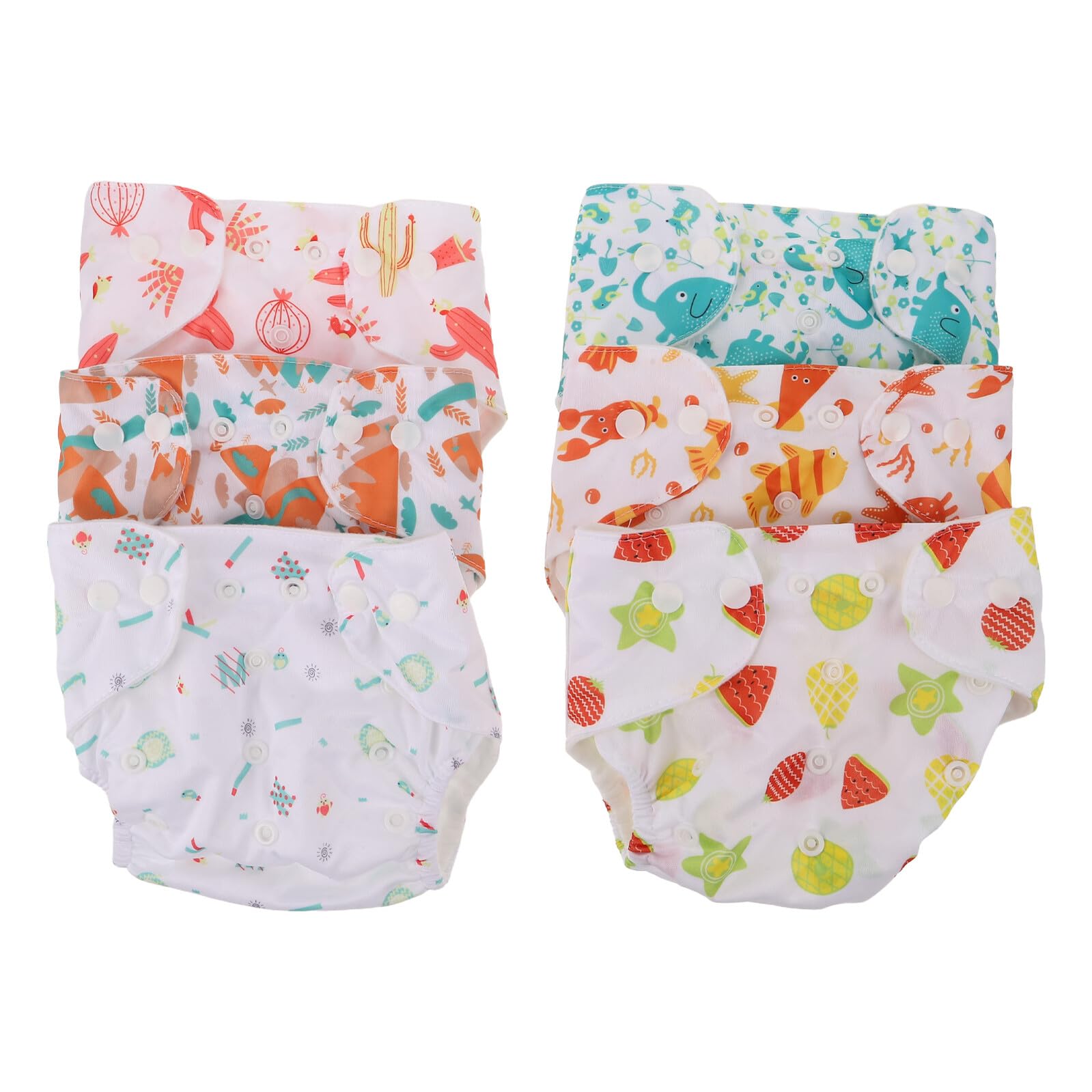 Lot de 6 Culottes D’apprentissage Propreté pour Bébé avec Boutons-pression, Couches Lavables Réutilisables, Motifs Variés, Inserts Absorbants, Adaptées à L’entraînement