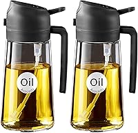 Vista 26 de YARRAMATE Pulverizador de aceite de oliva de vidrio de 16 oz/15.9 fl oz para cocinar con calcomanías, dispensador de aceite 2 en 1 para utensilios