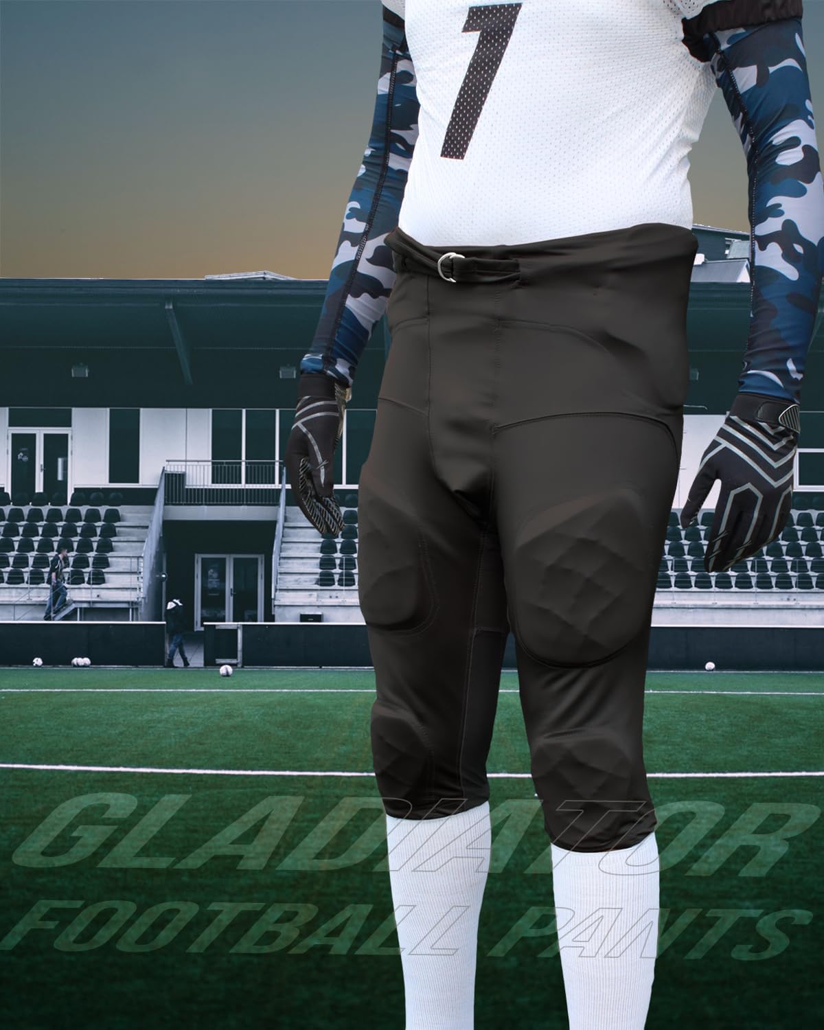 Exxact Sports Gladiator Mens Integrated Football Pants with Built-in Pads, Lightweight Ultra Flex Football Practice Pants