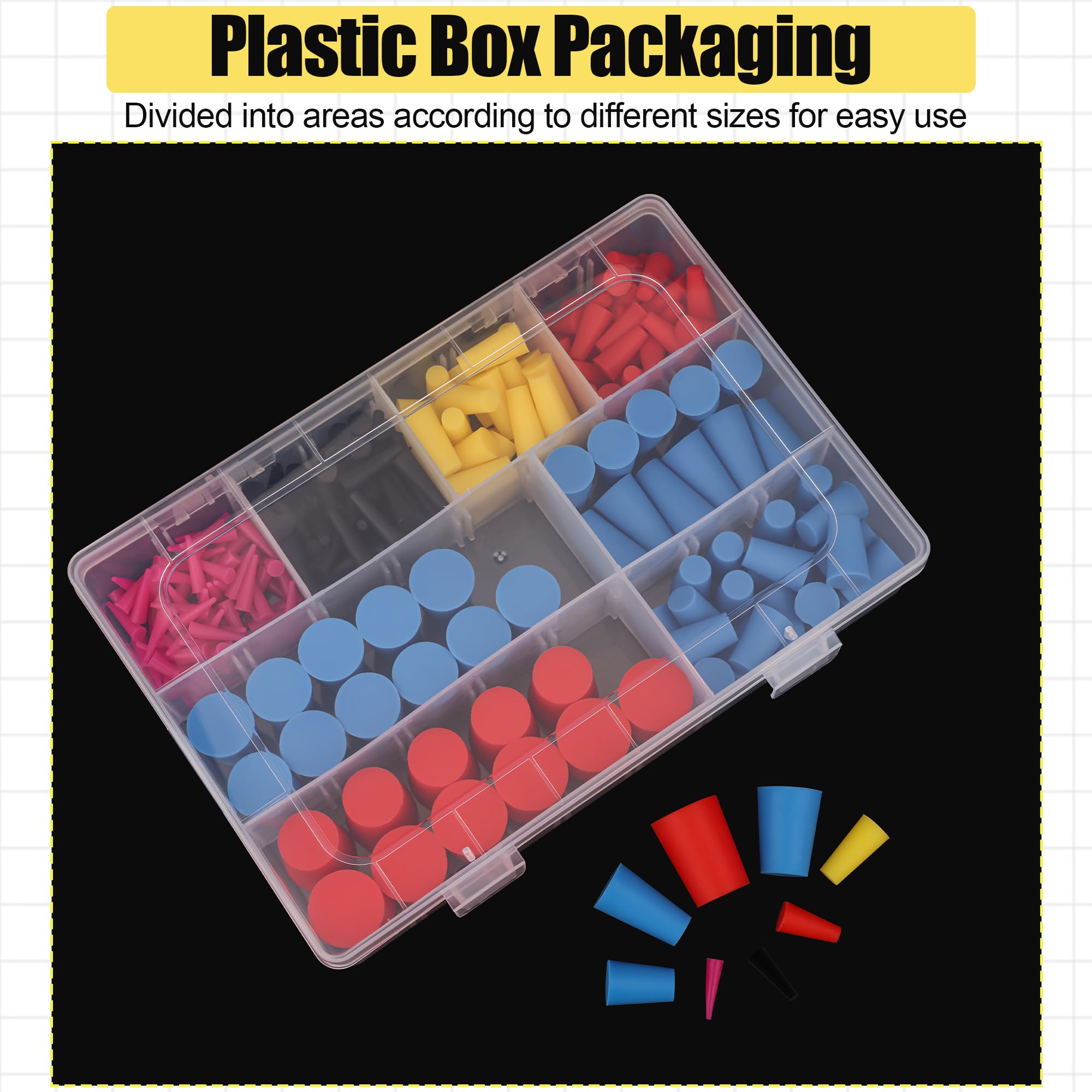 Silicone Rubber Stoppers - 260 Pcs, 8 Sizes -5