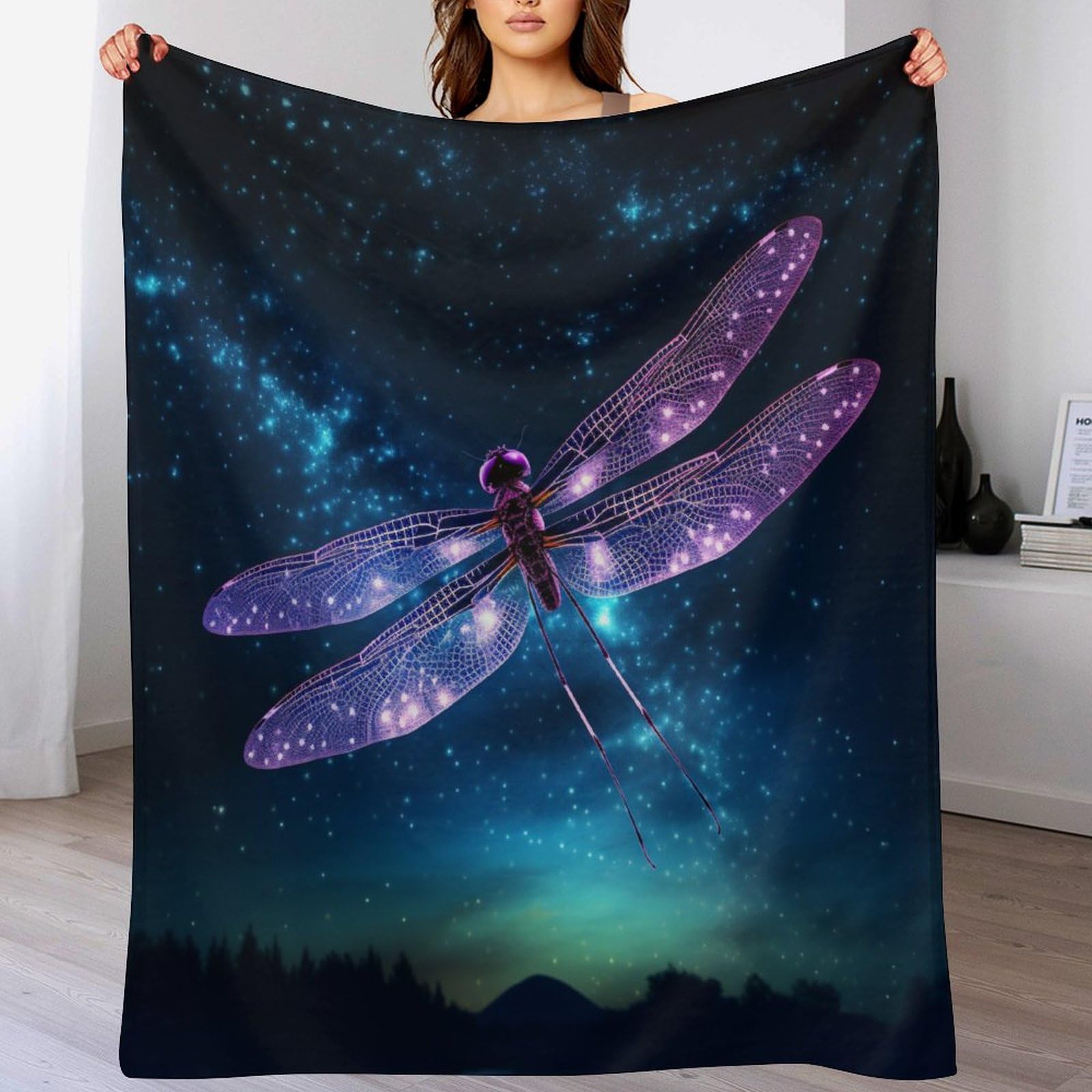Couverture pour enfants et adultes Libellule en flannel douce 180×200cm
