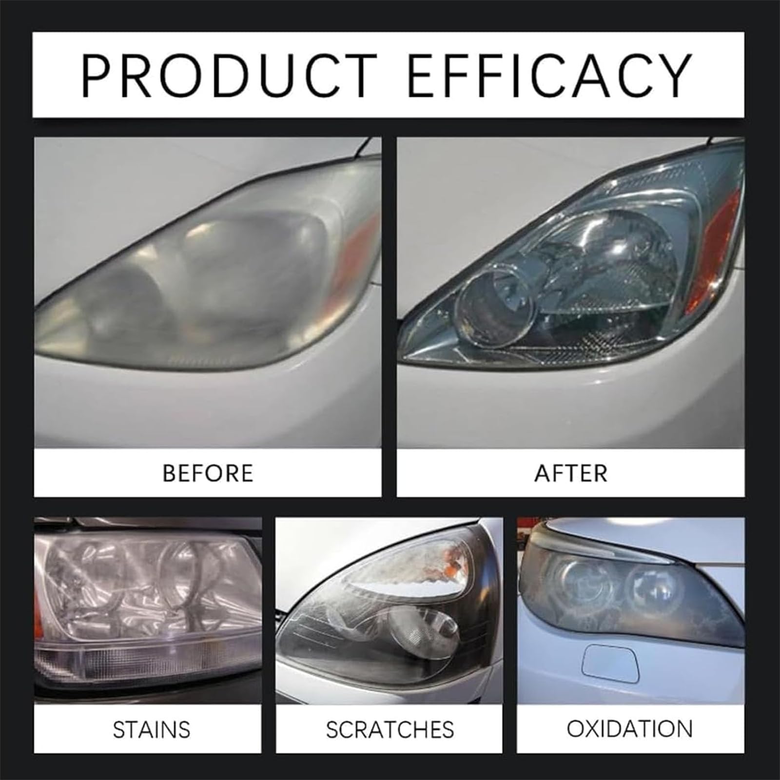 Restauración de Faros Q4, Kit de líquido de restauración de Faros automotrices, líquido de reparación de Faros de automóvil, Revestimiento hidrofóbico Mejorado Que restaura (3set)