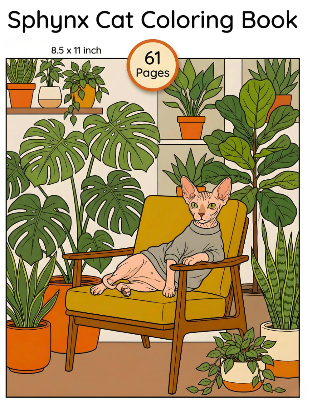 Sphynx Cat Coloring Book + 60 Pages: Fun , Calming & Adorable Designs | Easy to Color | stress relief For all ages