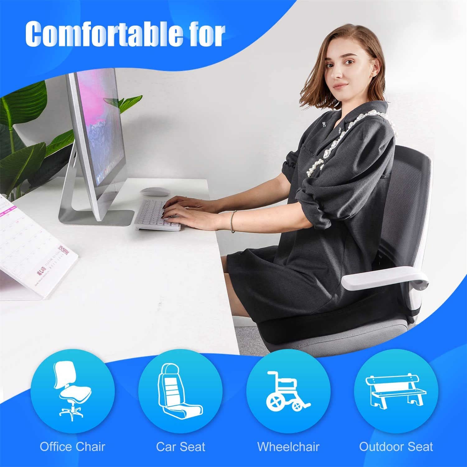 Cojin Silla Oficina - Sentarse Cmodamente - Alivio para Espalda, Coxis - Cojn Viscoelastico y Ergonomico, de Espuma con Memoria