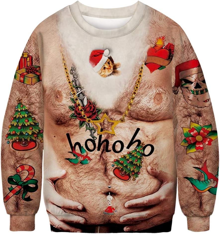 ALBIZIA Unisex Animal Print Crew Neck Ugly Christmas Xmas Pullover Sweatshirt