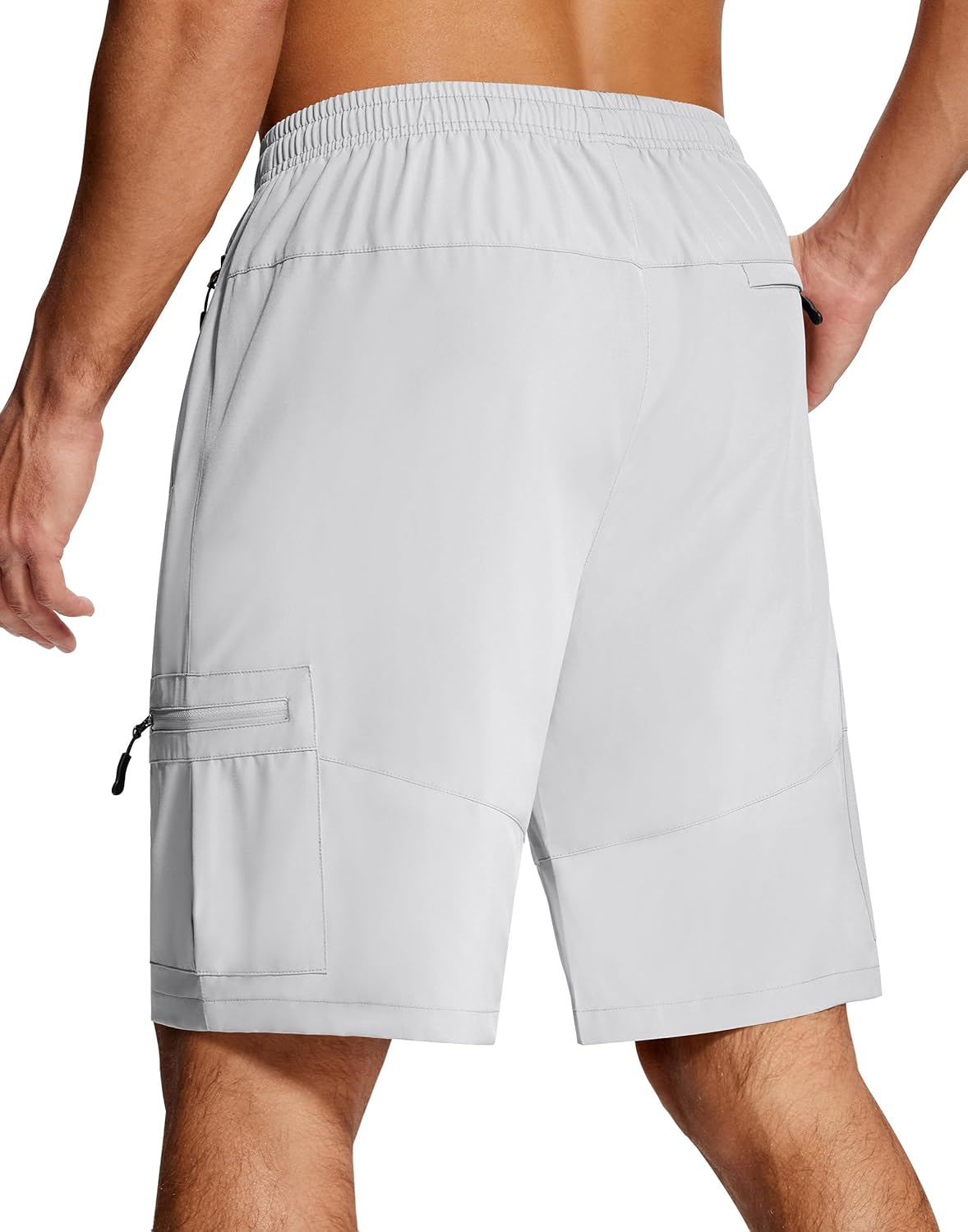 Mens Hiking Cargo Shorts 9 Inch with Zipper Pockets Quick Dry Stretch Lightweight Drawstring for Outdoor Fishing - Image 2