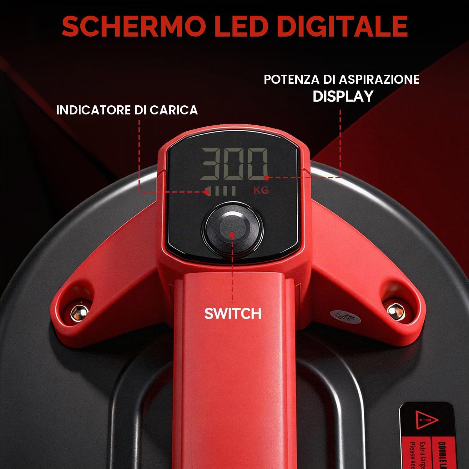 ONEVAN Sollevatore Elettrico a Batteria 300KG 4000mAh TYPE-C | Display LED a doppio strato, Batteria a lunga durata, Ricarica rapida, Per vetri, piastrelle e trasporto di materiali