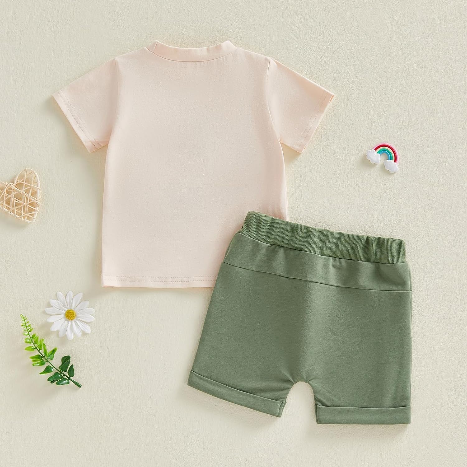 FOCUSNORM Toddler Baby Boy Summer Clothes Excavator Embroidery Short Sleeve T-Shirt Elastic Waist Shorts Set 2 Piece Outfit - Image 7