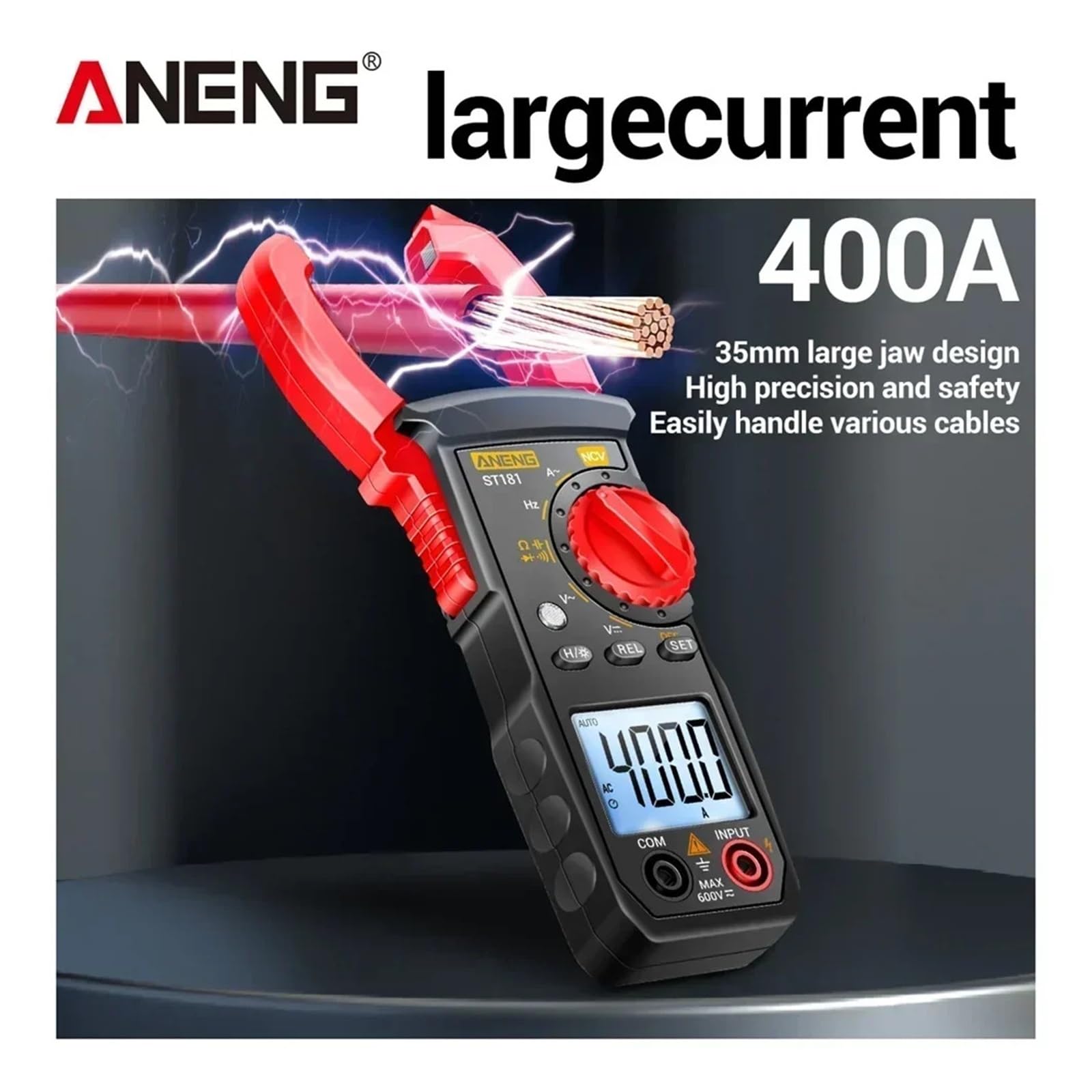 ST181 4000Counts 400A Pinza amperometrica digitale True RMS AC DC | Misura corrente AC DC e valori elettrici senza scollegare i circuiti per manutenzione e diagnosi