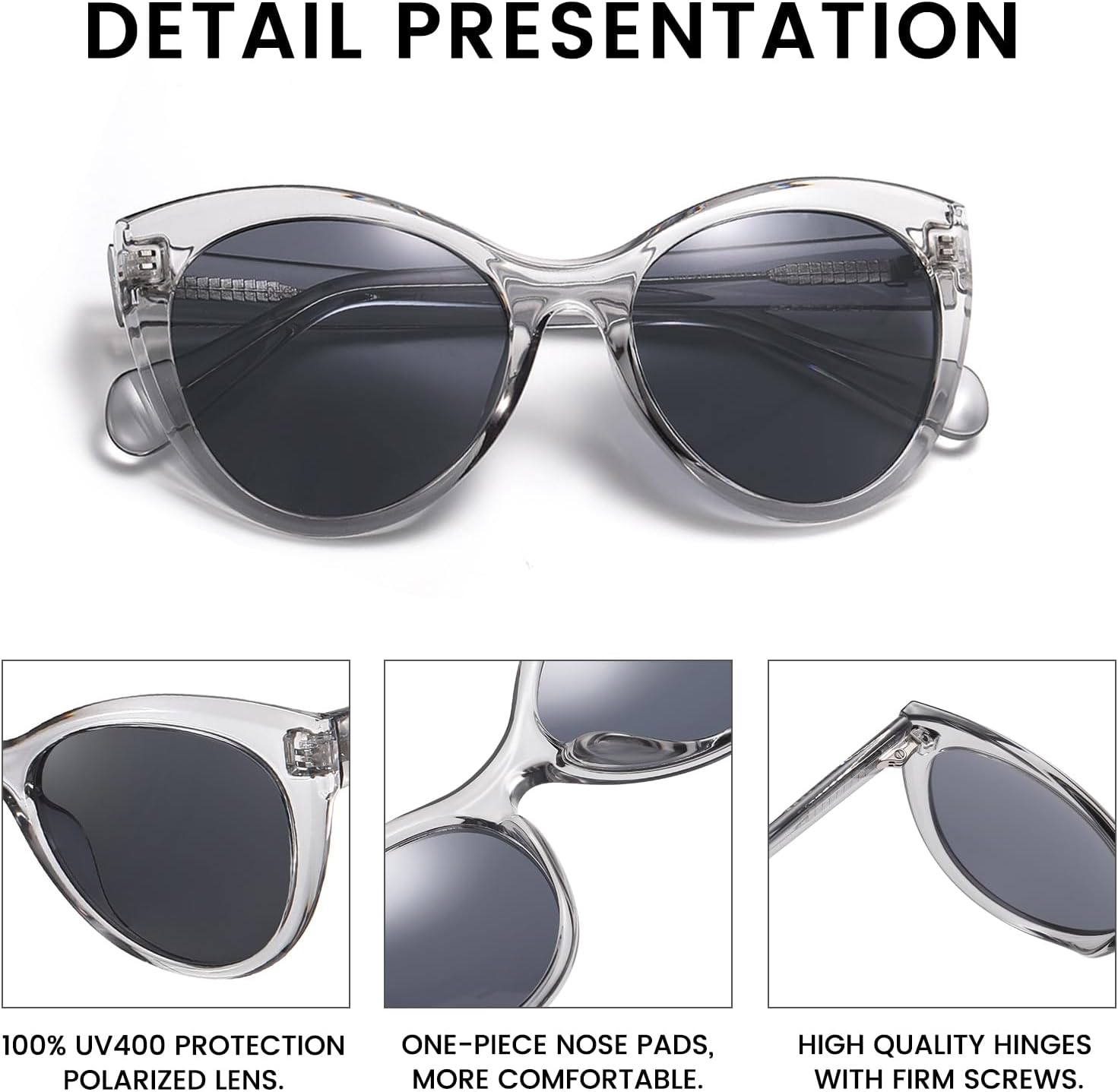 DUCO Vintage Cat Eye Sunglasses for Women Trendy Polarized Sun Glasses Oversized Designer Shades 2350