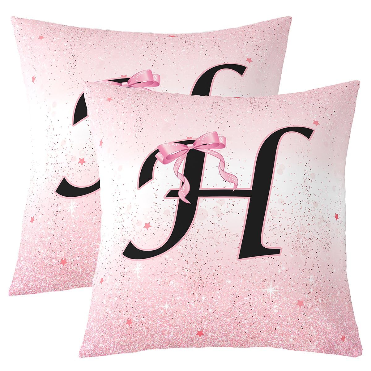 Taie d'oreiller initiale H personnalisée pour chambre princesse rose