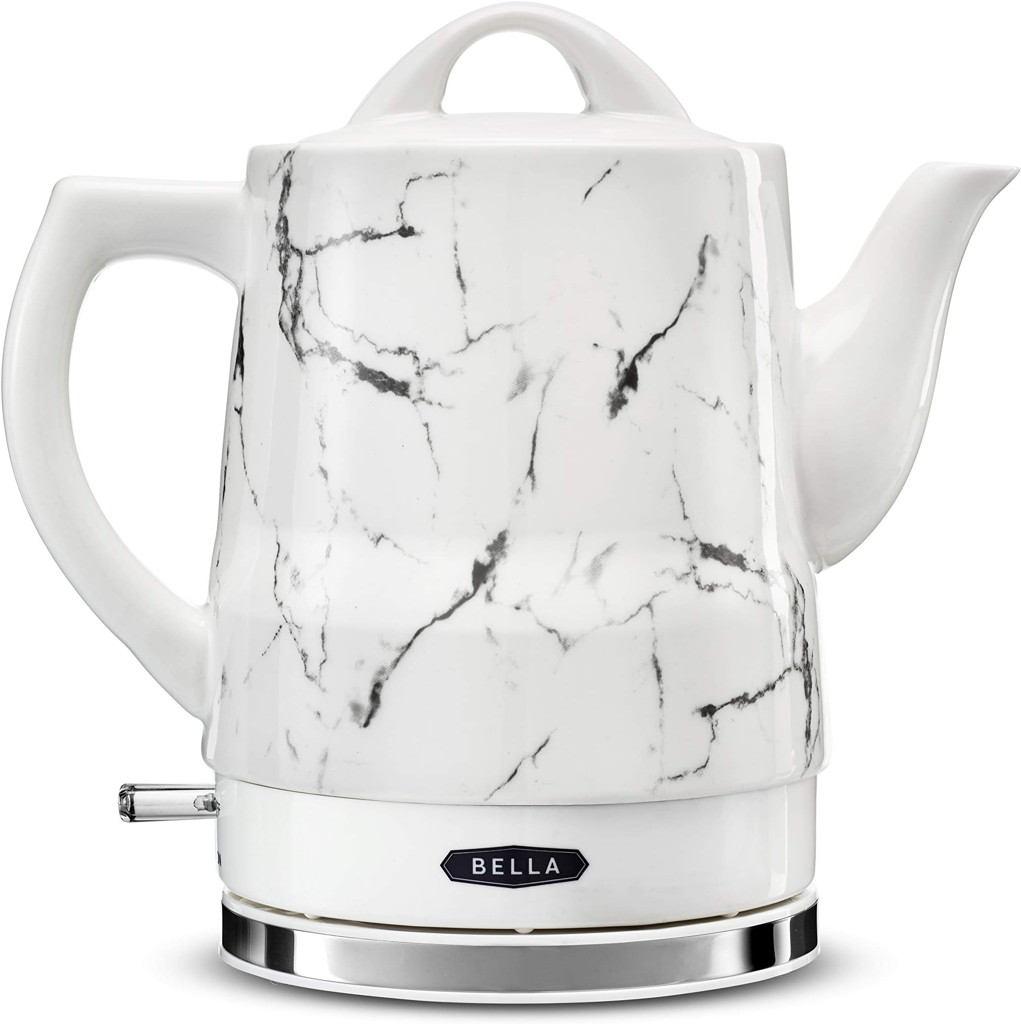 BELLA (14522) 1.2 Liter Electric Ceramic Tea Kettle with Detachable Base & Boil Dry Protection, Silver Tile