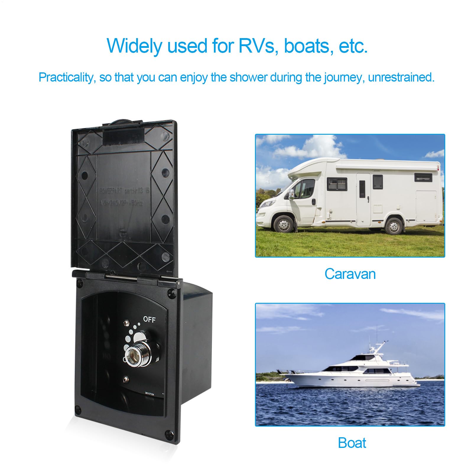 Kit box doccia per esterni, tubo per rubinetto in metallo con soffione doccia, valvola 'acqua regolabile Quick Connect, camper, furgone, rimorchio da viaggio, barca a chamen