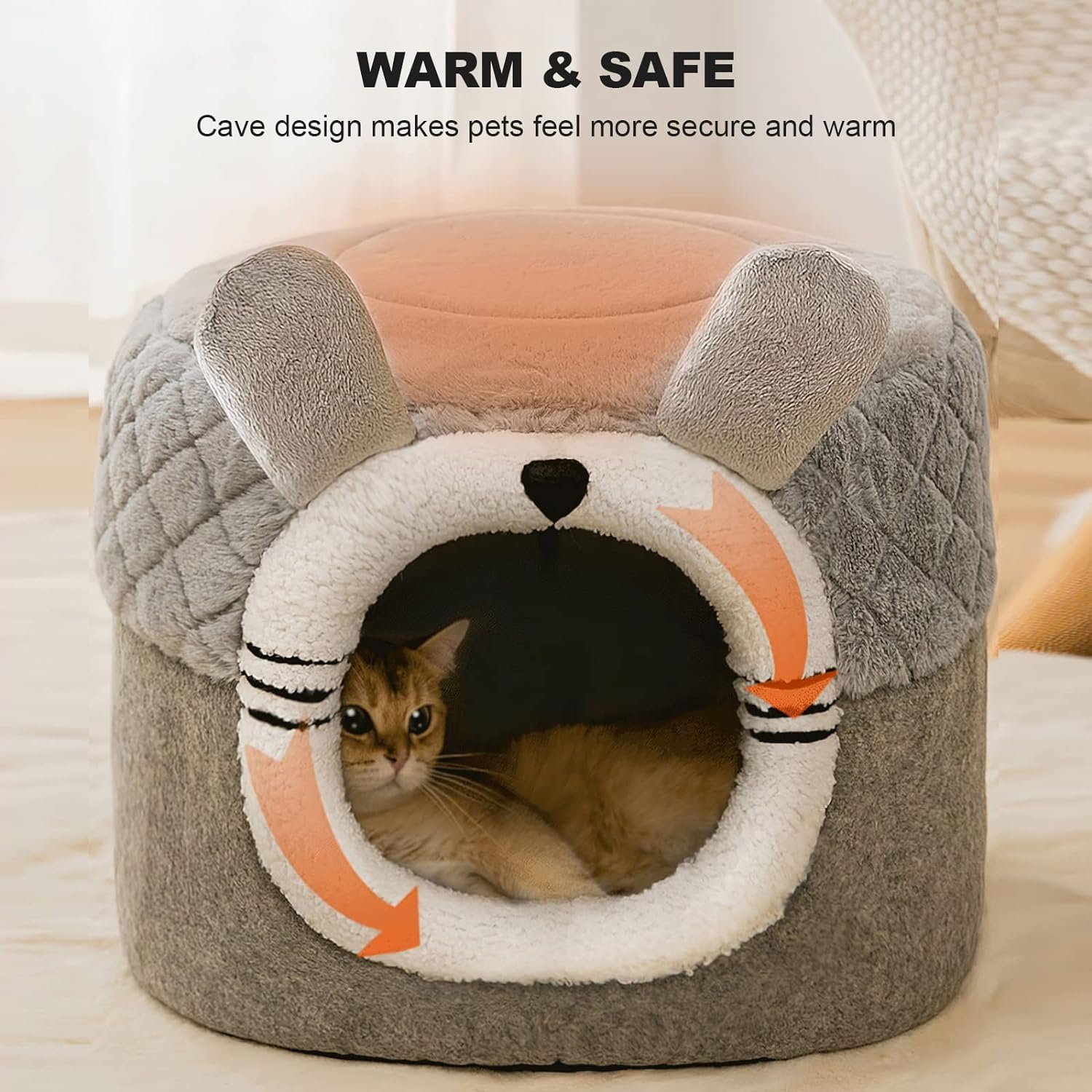 Voarge Letto Per Gatti, Morbida Grotta Con Cuscino Interno Rimovibile E Lavabile, Nido Caldo In Peluche (Rosa, S