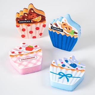 4-Piece Cupcake Kitchen Sponge Set (4 Unique Designs) - Double-Sided Scrub Sponges for Dishes & Sink Cleaning - Adorable Dessert Patterns