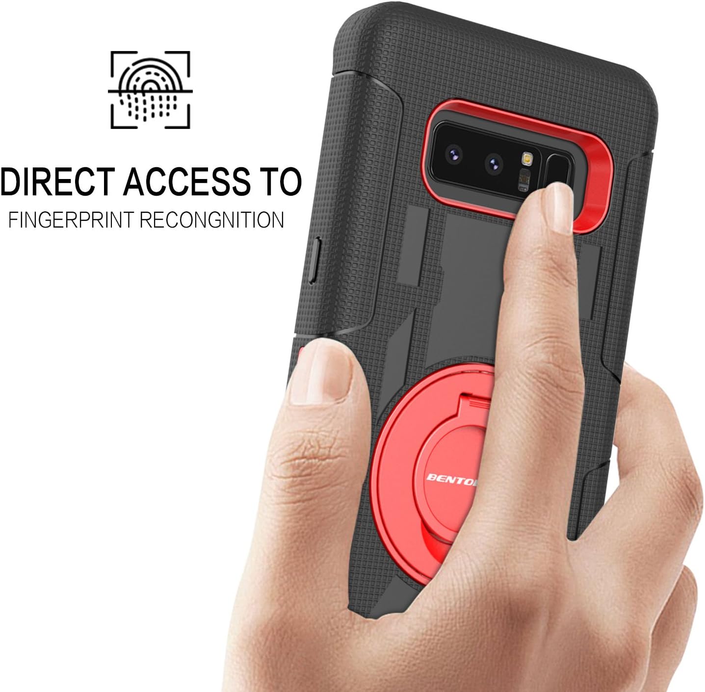 Galaxy Note 8 Case, Note 8 Case Belt Clip, BENTOBEN Heavy Duty Shockproof Kickstand Swivel Belt Clip Full Body Rugged Bumper Hybrid Holster Protective Case for Samsung Galaxy Note 8, Black/Red