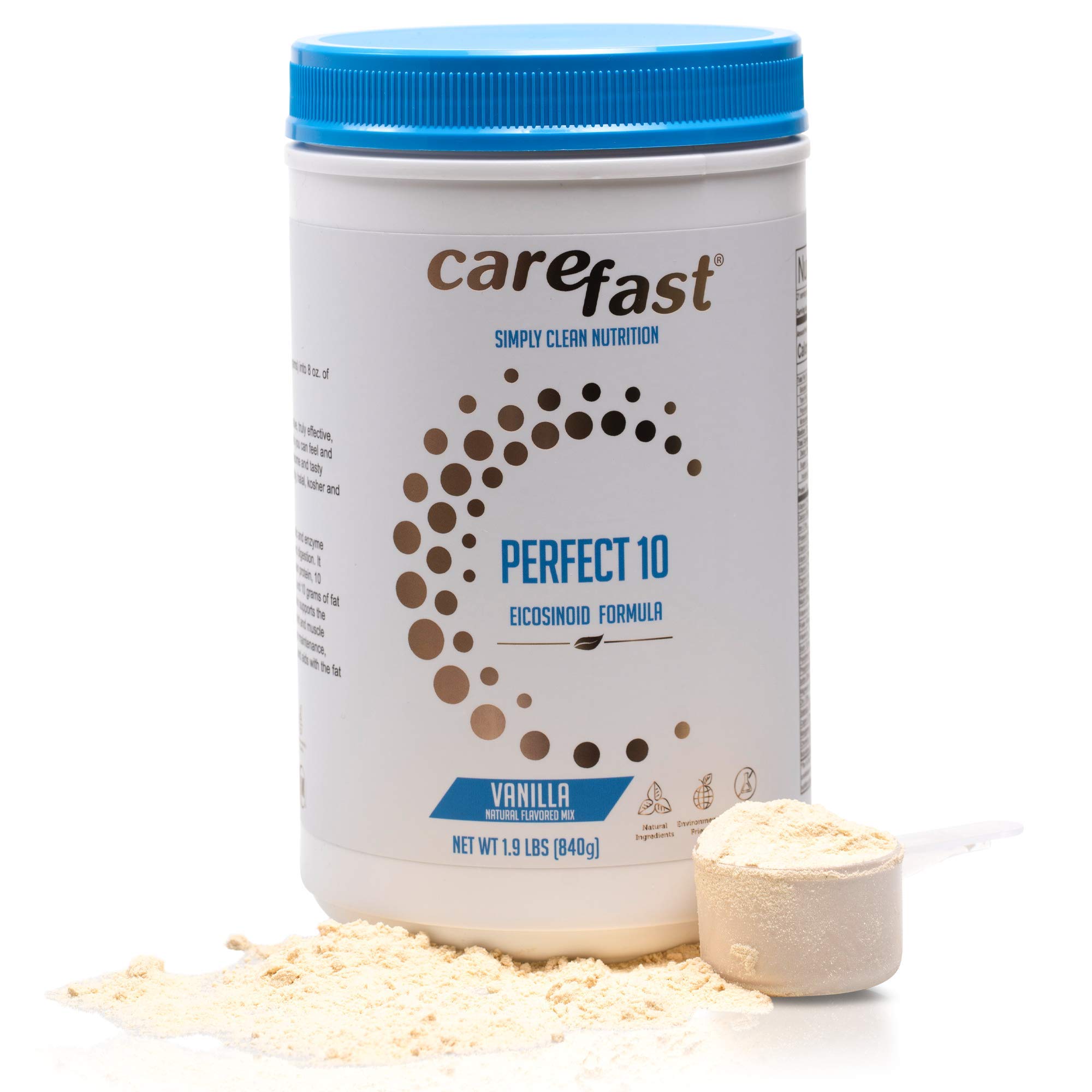 Carefast Perfect 10 - Vanilla - Plant and Dairy Blend - Probiotic - Enzyme Blend - Keto Friendly - M