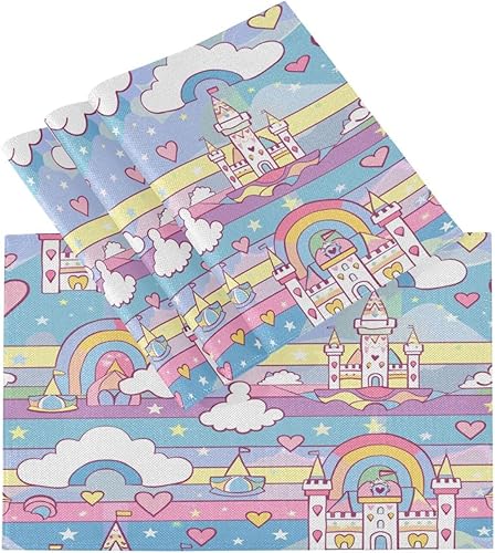 Miniatura 3 de Custom Castle Princess Cartoon Plate Mates para mesa Mantel individual antideslizante lavable Sets de 6 12 x 18 manteles para comedor