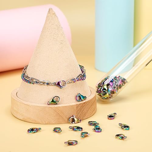 Vista 159 de Pandahall - 100 cierres de pinza de langosta de acero inoxidable, joyería de oro real de 24 quilates, cierre de langosta de 2 colores, cierre