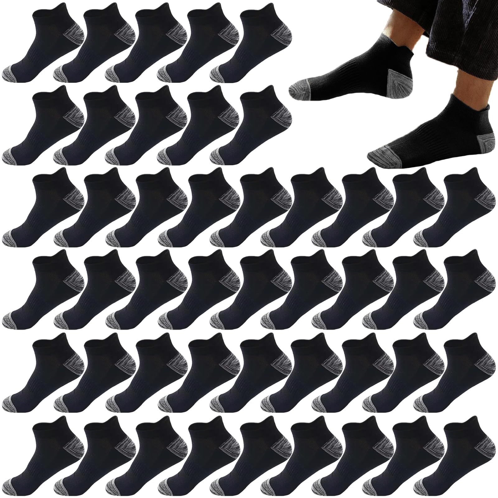 10-20 Pairs Athletic Ankle Socks for Men Breathable Low Cut Running Socks Cushioned Moisture Wicking for Sport Traveling
