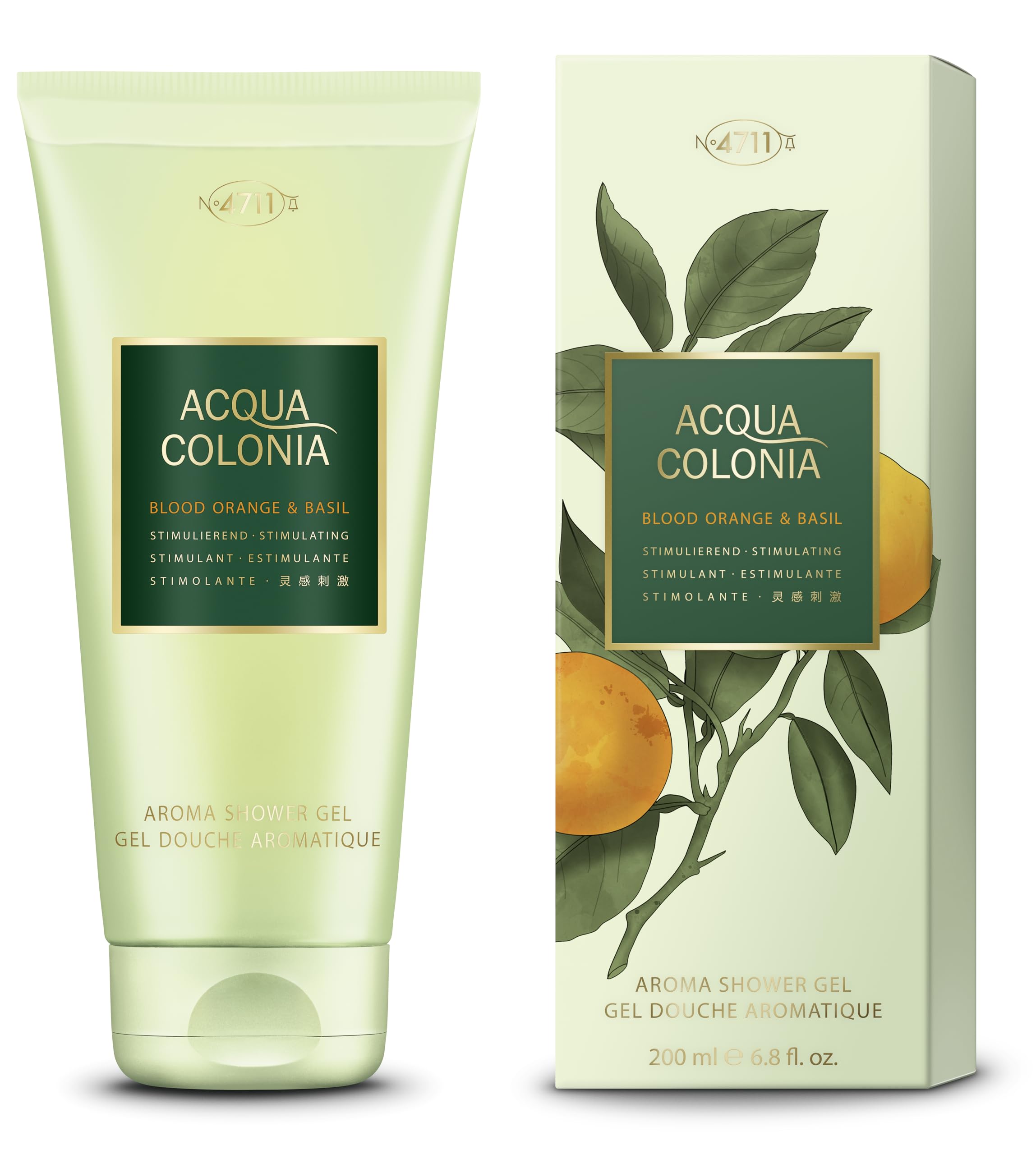 4711 Acqua Colonia Blood Orange & Basil | Shower Gel - Stimulating - Wellness for the Senses | 200 ml Aroma Shower Gel