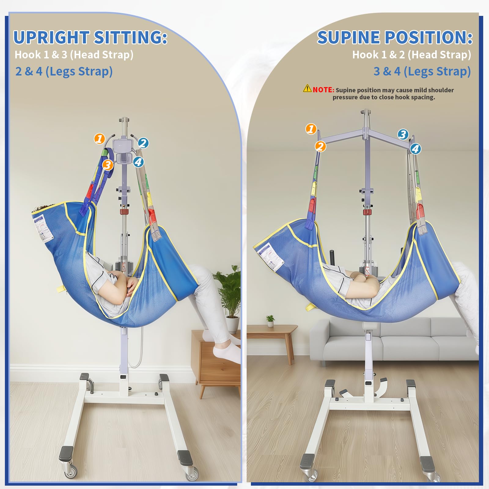 Eslinga universal de elevación de cuerpo completo para elevación de pacientes – Eslinga de transferencia de malla para ducha, eslinga de elevación bariátrica grande para ancianos y discapacitados