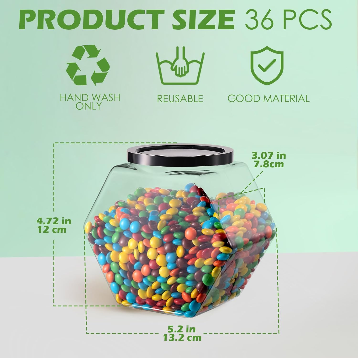 Bokon 36 Pcs 30 oz Plastic Candy Jars with Lids, Hexagon Shaped Cookie Container Bulk for Wedding, Bridal Shower, Clear Wide Mouth Treat Storage Boxes for Dry Food, Snacks, Candy Buffet, Paper Stars