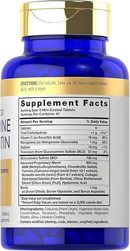 Miniatura 2 de Carlyle Glucosamine Chondroitin MSM | 250 Mini Tablets | Advanced Formula with Turmeric | Non-GMO, Gluten Free