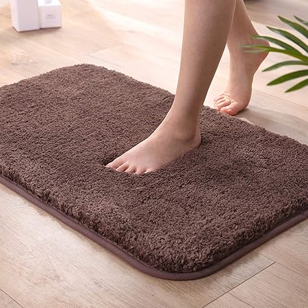 Amazon バスマット お風呂マット 足ふきマット ポリエステル生地 高密度 吸水 速乾 吸水性抜群 耐久良い 抗菌 洗濯不要 浴室 洗面所 台所 濃い灰色 40 60cm 浴室足ふきマット ホーム キッチン オンライン通販