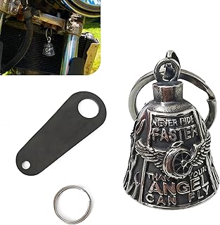Motorcycle Bell for Biker, Guardian Angel Motorcycle Bell, Motorcycle Gremlin Bells with 2 Key Chain Ring, Key Chain for Luck, Universal Good Luck Biker Bells Hanger for Men Women Rider