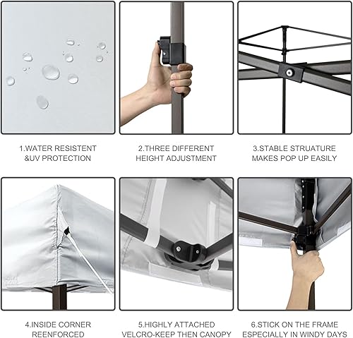 Miniatura 5 de JEAREY Tienda de campaña desplegable de 10 x 10 pies para 1 persona, refugio portátil instantáneo con 1 bolsa de rodillo y 4 bolsas de arena de