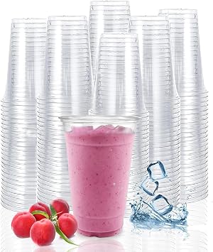 TashiBox Kapakl  plastik bardaklar [20oz 100cups],  effaf Kristal tek kullan ml k plastik bardaklar, smoothie bardaklar