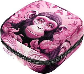 Bolsas de almacenamiento de servilletas sanitarias para mujer, bolsa de almohadilla menstrual, bolsa de almohadilla menstrual de gran capacidad, color rosa, mono, orangután-37, bolsas para el período