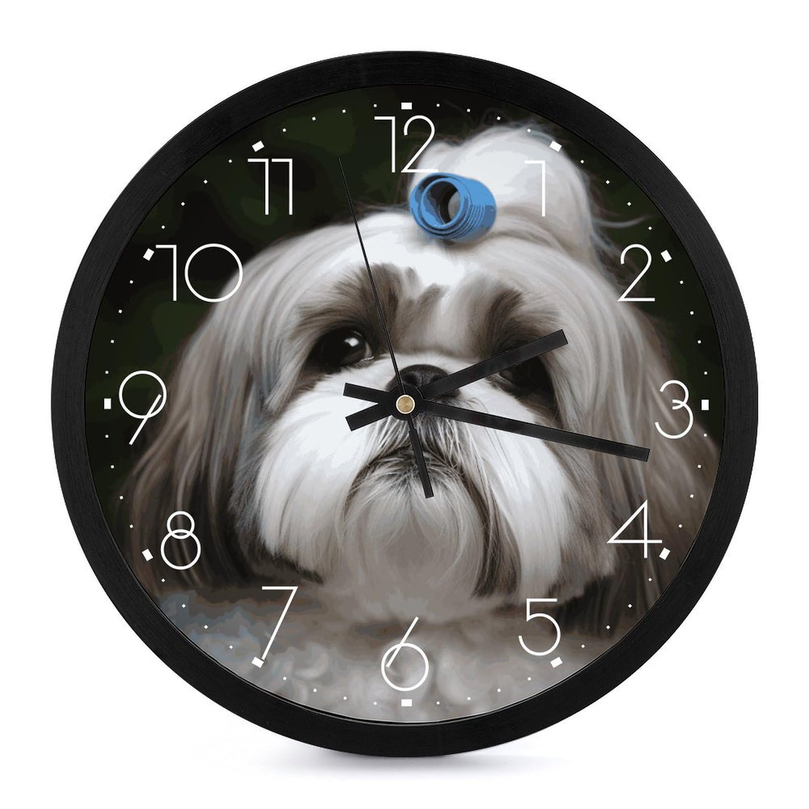 Grande horloge murale numérique Shih Tzu fonctionnant à piles pour décoration intérieure